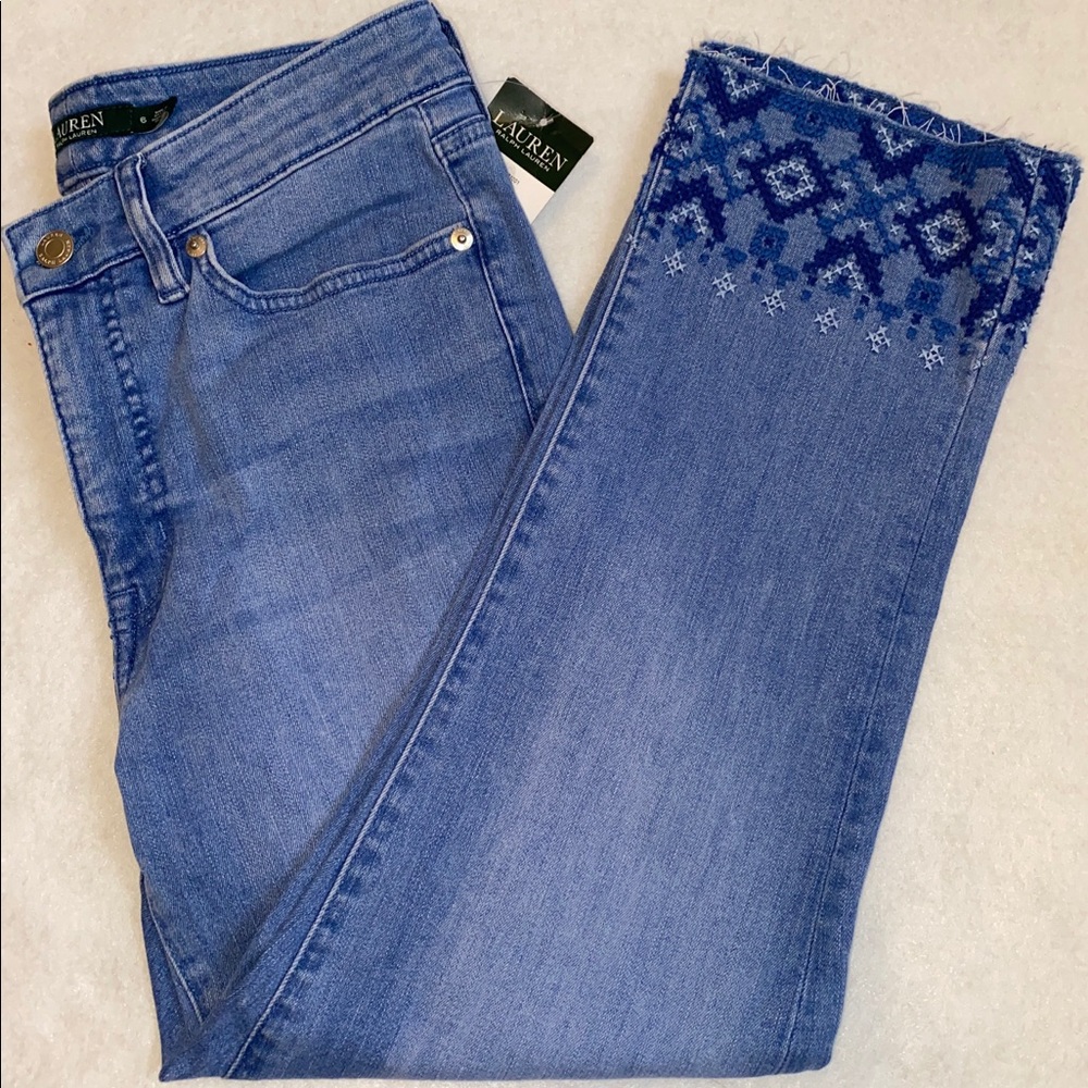 Ralph Lauren Embroidered Capri Cropped Jeans